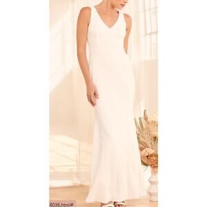 LULU'S XXS Into Your Heart White Button Back Mermaid Maxi Dress B61